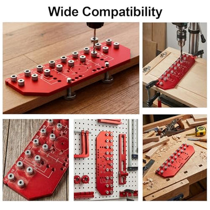 VASTHOME 9 Holes Shelf Pin Jig and Hinge Jig 2-in-1, 1/4 Inch & 5mm - size: 9 Holes