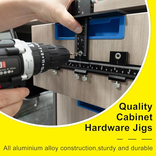 Aluminum Alloy Cabinet Hardware Jig,Cabinet Handle Jig for Woodworkers DIY - color: Black
