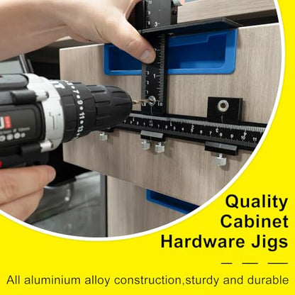 Aluminum Alloy Cabinet Hardware Jig,Cabinet Handle Jig for Woodworkers DIY - color: Black