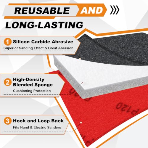 27 PCS 3x4 Inch Sanding Sponge, 120-3000 Grit Sandpaper Blocks Assortment - color: Mix Grit