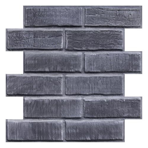 COMSTICKC 3D Faux Brick Wall Panels Peel and Stick, 10 Pcs 11.8" x 11.8" - color: Gray-1
