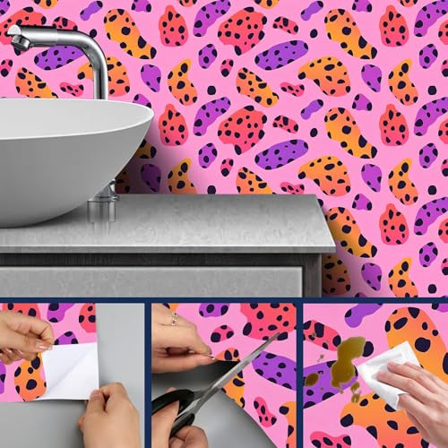 HOMETITUTE Leopard Spot Peel and Stick Wallpaper 118.1x17.7 Inch Vinyl - color: Abstract Leopard Spot