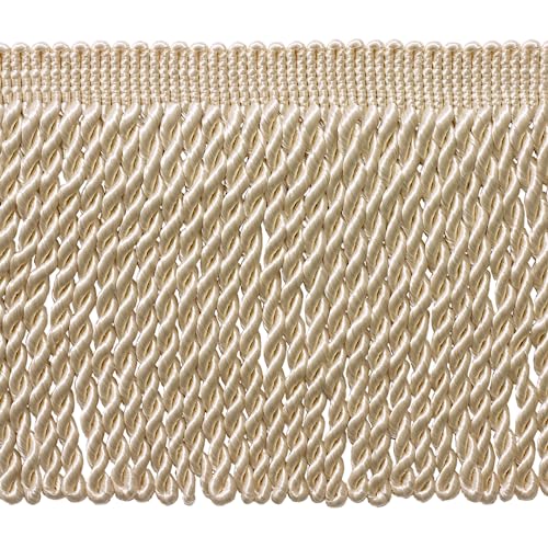 6" (15cm) Basic Solid Collection Traditional Satiny Bullion Fringe Trim (Style# BFS6), Cream Ivory #A2 (Ivory/Cream) Sold By The Yard (36"/3 ft/0.9m) - color: Cream Ivory #A2 (Ivory / Cream), size: Sold By The Yard (36"/3 ft/0.9m)