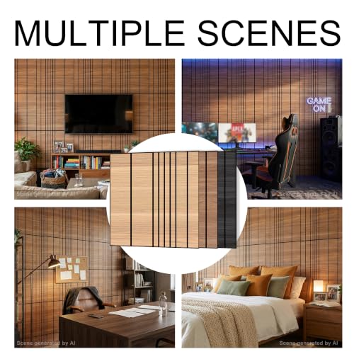 WoveN SounD Acoustic Wall Panels, Teak, 8 Pack, 23.6x23.6 in - color: Teak, size: VariSlat