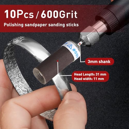600 Grit Sanding Sticks,10 Pcs Sanding Drums for Dremel Rotary Tool - size: 600 Grits