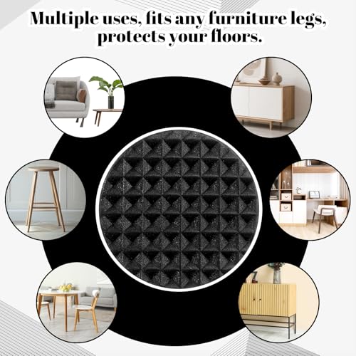 96 Pcs Non Slip Furniture Pads 3/4 in Round Black Plastic Rubber Furniture Pads Self Adhesive Rubber Anti Skid Pad Anti Slip Table Legs Chair Feet Furnitures Pad for Hardwood Tiles Floors