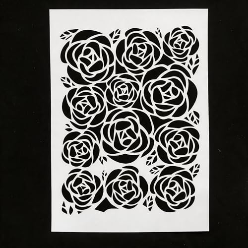TIAMECH A4 Reusable Rose Bouquet Stencil for Painting - color: Rose Bouquet