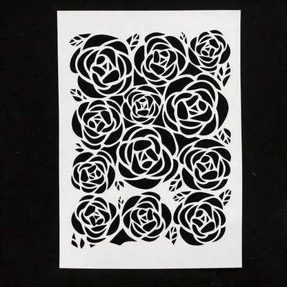 TIAMECH A4 Reusable Rose Bouquet Stencil for Painting - color: Rose Bouquet