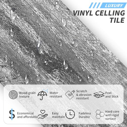 24 Pcs Peel and Stick Retro Wood Grain Pattern Vinyl Wall Stickers - style: JMBSDKCFT08