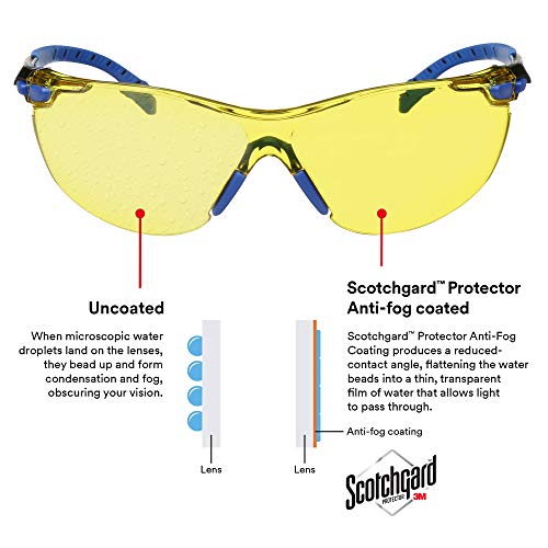 3M Safety Glasses, Solus 1000, Scotchgard Amber Lens, Blue/Black Frame - style: Amber Lens, Blue/Black Frame