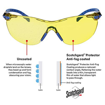 3M Safety Glasses, Solus 1000, Scotchgard Amber Lens, Blue/Black Frame - style: Amber Lens, Blue/Black Frame