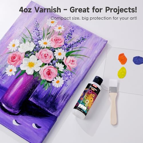 Nariolar Gloss Varnish for Acrylic Painting 4 fl oz /120 ml Fast Drying - style: 4 oz