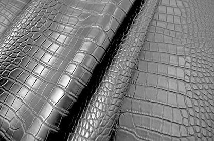 Wento Alligator Skin PU Leather Fabric Faux Leather Fabric Crocodile Fabric Leather Upholstery Fabric By 5 Yards - color: Pattern(b) Black, size: 5 Yards (54" x 180")