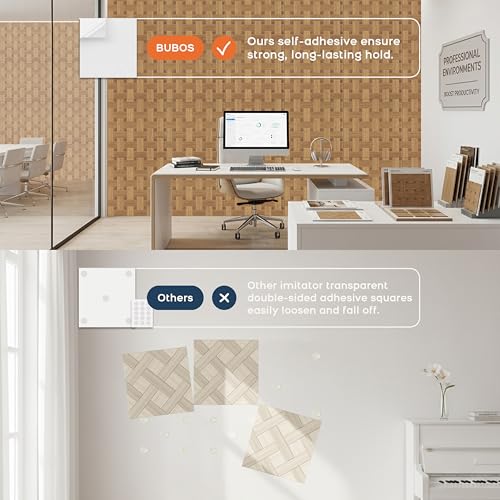 BUBOS 6 Pack Faux Wood Wall Panel,23.6"x23.6" Peel and Stick Acousitc Panel - color: GrainLoom Teakwood