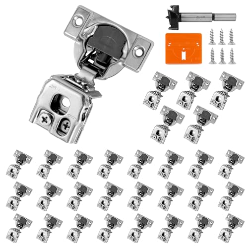 1-1/4 Inch Overlay Soft Close Cabinet Hinges, 30 Pack Slow Soft Close Hinges for Kitchen Cabinets Satin Nickel Hidden Self Closing Kitchen Cabinet Hinges for Cupboard - size: 1-1/4 inch Overlay