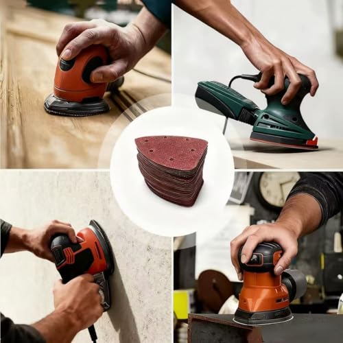 30pcs 800Grit Mouse Sander Sandpaper 6 Holes Mouse Sander Pads Hook and Loop Triangle Sanding Pads Suitable for Ryobi Detail Palm Sander - style: 30pcs 800Grit