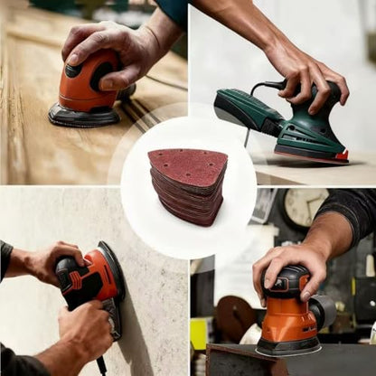 30pcs 800Grit Mouse Sander Sandpaper 6 Holes Mouse Sander Pads Hook and Loop Triangle Sanding Pads Suitable for Ryobi Detail Palm Sander - style: 30pcs 800Grit