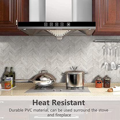STICKGOO 10-Sheet Herringbone Tile Peel and Stick Backsplash, Beige Mixed Metal Gold PVC Stick on Backsplash, Self Adhesive Wall Tile for Kitchen and Bathroom - color: Grayish Beige Mixed Metal Gold