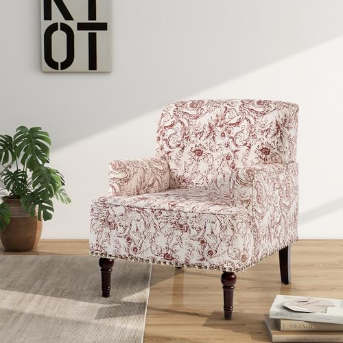 Mid-Century Modern Accent Chair, Rococo Orange, Set of 2 - color: Fabric Rococo Orange