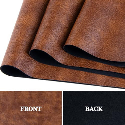 Faux Leather Sheets Fabric 54" X 36",Thick Durable Synthetic Upholstery Vinyl, Suitable for Furniture Replacement and Renovation Materials, Wallets, DIY Sewing Projects (Light Brown, 1 Yard) - color: Light Brown, size: 1 YARD