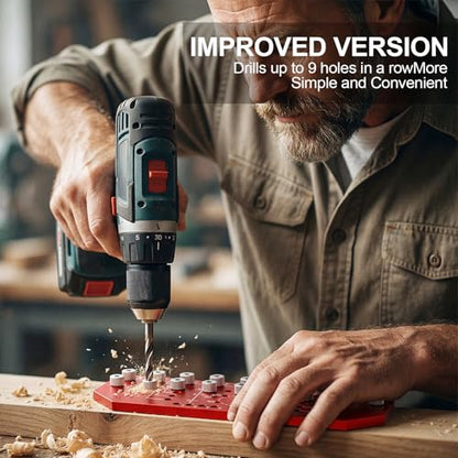 VASTHOME 9 Holes Shelf Pin Jig and Hinge Jig 2-in-1, 1/4 Inch & 5mm - size: 9 Holes