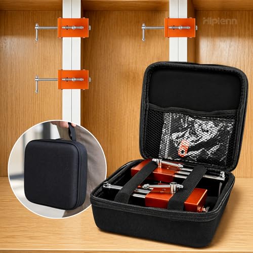 Cabinet Clamps, 2 Pack Cabinet Clamps for Installing Cabinets, Aluminum Cabinet Installation Tools with Integrated Drill Guide & EVA Pads, Adjustable 2.24"-4.41" for Cabinetry Woodworking