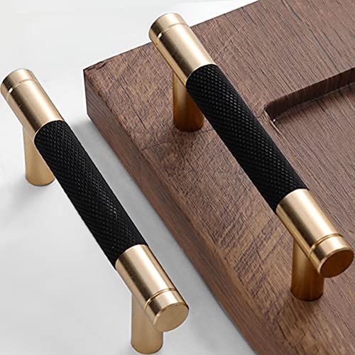 12 Pack 3 Inch 76 mm Knurled Cabinet Handles Cabinet Pulls Aluminum Handles Knurled Drawer Pulls Gold and Black Oxidation Finish with Diamond Pattern 4" Length (3" Hole Center) - color: Gold Black, size: 3 Inch