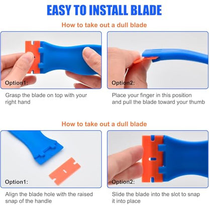 Plastic Razor Blade Scraper Tool,with 10pcs Double Edged Plastic Scraper toolnon Scratch, for Removing Labels Stickers Decals on Glass Windows - color: Plastic scraper