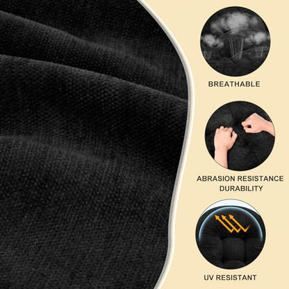 Rocking Chair Cushion, 44 x 19 x 4 Inch, Black Charcoal - color: Black Charcoal