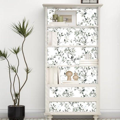 ILHIIOR Green Leaf Peel and Stick Wallpaper Boho 17.5 x118 Inches - color: Green&White, size: 17.5" x 118.1"