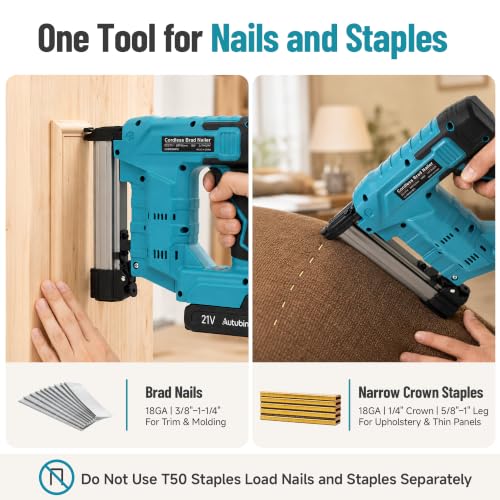 21V Brushless Cordless Electric Nail Gun, 2-in-1 Brad Nailer Kit