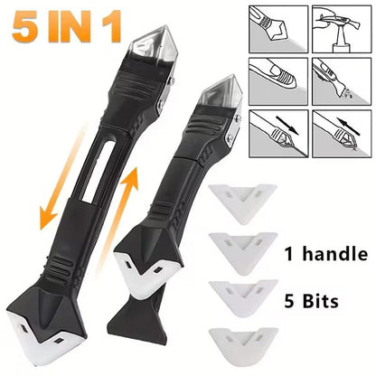 Multi-Purpose Caulking Tool Kit, Caulk Remover Grout Scraper with 5 Replaceable Silicone Tips for Kitchen Bathroom Tile Floor Window Home Improvement(9pcs/set)