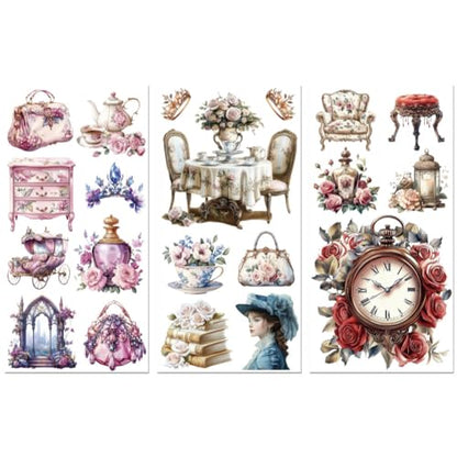 Peacoblue European Noble Series Rub On Transfers for Furniture Craft 6"x12" - style: European Noble Series