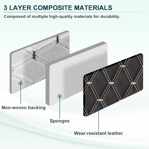 1 Yard Vinyl Fabric Upholstery Faux Leather Fabric,Black(Beige Thread) - color: Black(beige Thread), size: Style-B