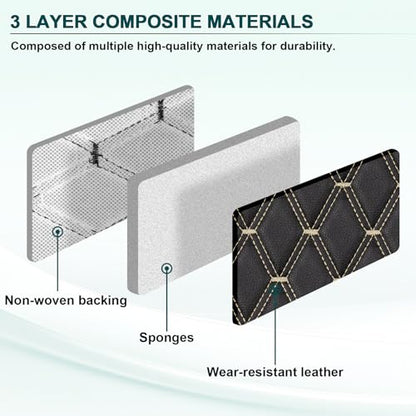 1 Yard Vinyl Fabric Upholstery Faux Leather Fabric,Black(Beige Thread) - color: Black(beige Thread), size: Style-B