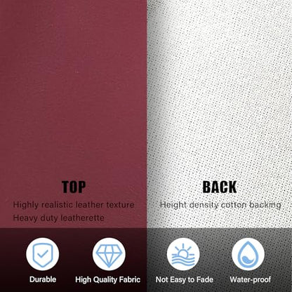Faux Leather Fabric,54"x12" Thick Durable Synthetic Upholstery Leather Vinyl, Soft Smooth Waterproof, Durable,Replacement Renovate for Wallets, DIY Projects, Furniture, Car Seats 1 Foot-Wine - color: Wine, size: 1 foot (54" x 12")