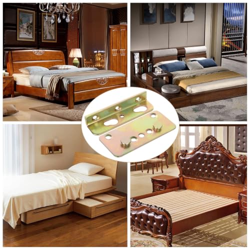 CYEAH 12PCS Bed Frame Brackets,Bed Rail Brackets Heavy Duty, Wooden Bed Rail Fittings, Rust Proof Bed Frame Hardware Brackets Kit for Connecting to Wood, Headboards and Foot-Boards