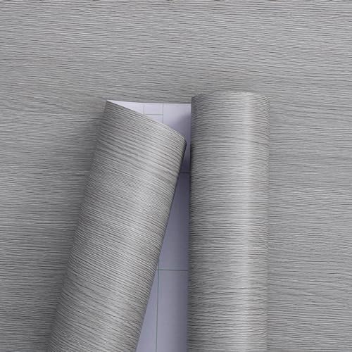 Haimin Wallpaper 24" x 393" Wood Contact Paper Peel and Stick Vinyl Roll - color: Grey (04)