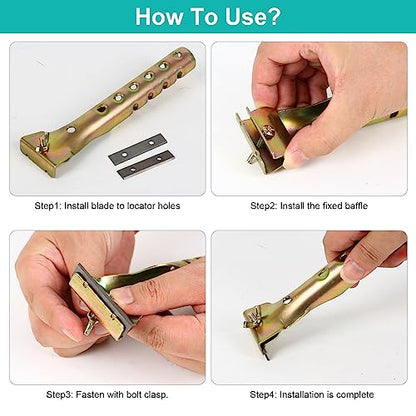 Paint Scraper Tool with 2 Pcs 2" Double-Edged Reversible Extra Blades Heavy Duty Cleaning Carbide Scraper for Removing Varnish Paint Glue Resin Dry Glaze Stains Putty Scratch