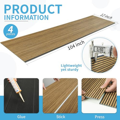 Art3d Fine Bar Design Slim Slat Wall Panel, 104 x 12 Inch, 4-Pack, Teak - color: Fine Bar Teak