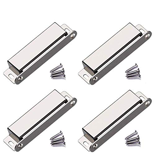WOOCH Door Magnetic Catch - 90lb High Magnetic Stainless Steel Heavy Duty Catch for Kitchen Bathroom Cupboard Wardrobe Closet Closures Cabinet Door Drawer Latch (3.7 in Silver, 4-Pack) - color: Silver, size: 4 Pack