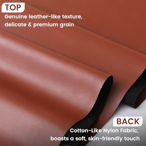 KUUP Smooth PU Faux Leather Fabric Sheets, 54" x 12", 0.8mm Thick - color: Brown, size: 12 IN
