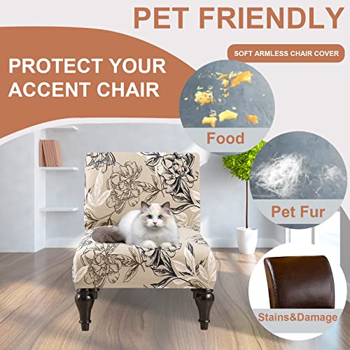 Eco-Ancheng Armless Chair Slipcover Removable Armless Accent Chairs Covers Washable Armless Slipper Chair Slipcover Printed Armless Chair Furniture Protector Covers for Living Dining Room Hotel - color: H170