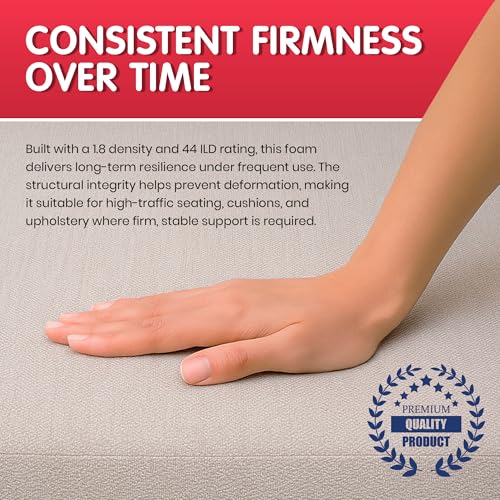 FOAMYFOAM 5Pack High Density 3 inch Thick, 22 inch Wide, 22 inch Long Upholstery Foam, Cushion Replacement - size: 3" x 22" x 22" (5 Pack)