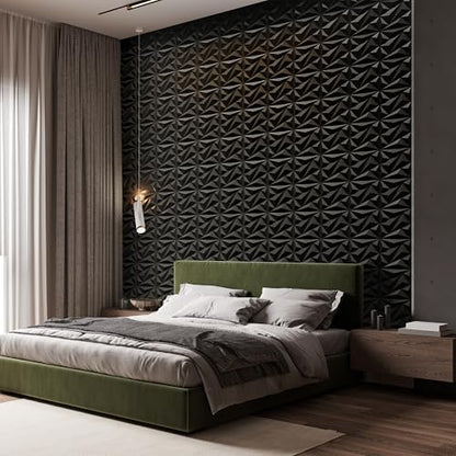 INMOZATA 3D Wall Panels, Diamond Textured PVC Accent Wall Panels - color: A_Black
