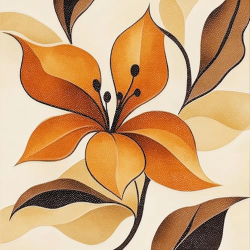 HOMETITUTE Orange Lily Flower Peel Stick Vinyl Floor Tile 12x12 Inch - style: Orange Floral