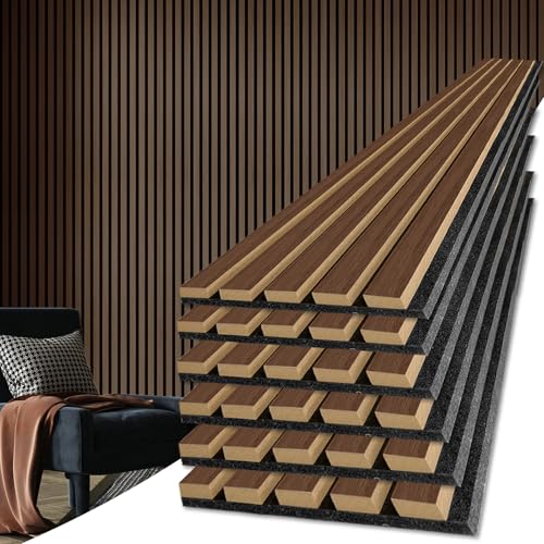 Art3d 6-Pack Soundproof Wood Slat Wall Panel, 94.5 x 7.9 Inch, Deep Walnut - color: Dark Walnut, size: 6Pcs - 94.5 * 7.9 inch