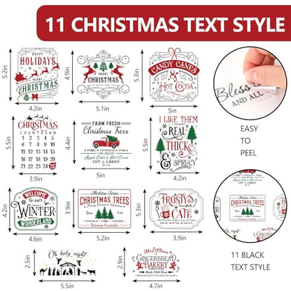 Whaline 11 Sheets Christmas Word Rub on Transfer for Crafts Red Green Black Warm Letter Rub on Transfer Stickers Furniture Decals for Winter Xmas Home Party DIY Crafts, 5.5 x 5.5 Inch - style: Colorful Christmas