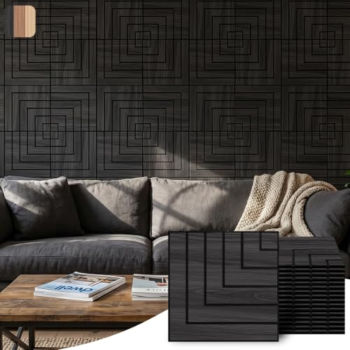 WoveN SounD Acoustic Wall Panels, Black Oak, 16 Pack, 12x12 in - color: Enframe, Black Oak, 16 Pack