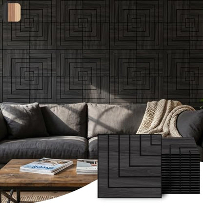 WoveN SounD Acoustic Wall Panels, Black Oak, 16 Pack, 12x12 in - color: Enframe, Black Oak, 16 Pack